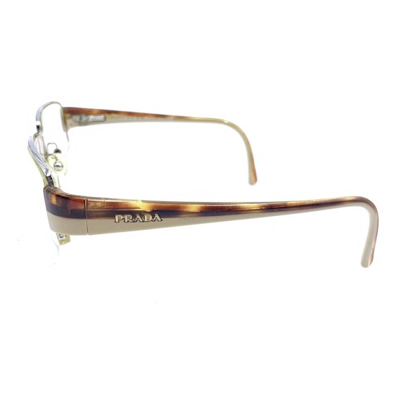 Prada VPR 74H 78S-1O1 Silver Brown Half Rim Eyeglasses Frames 51-18 135 Italy - Picture 7 of 12